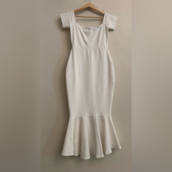NWT Lulu's How Much Do I Care Ivory Off The Shoulder Midi Dress - Picture 4 of 7